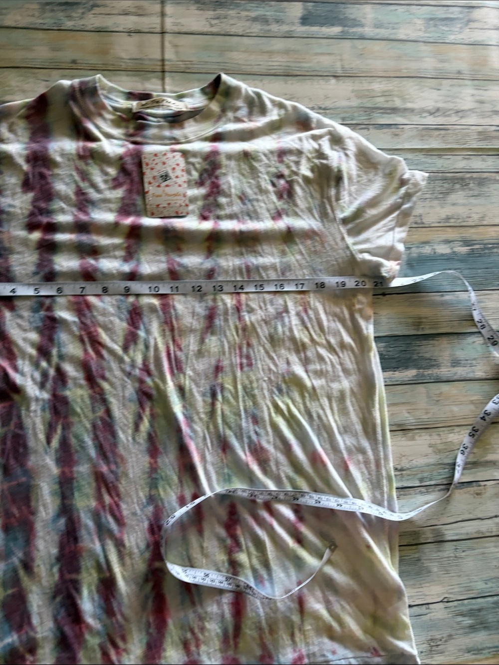 Free People Tie-Dye Tee — Burgundy, Blue, Green, Yellow NWT - Picture 3 of 5